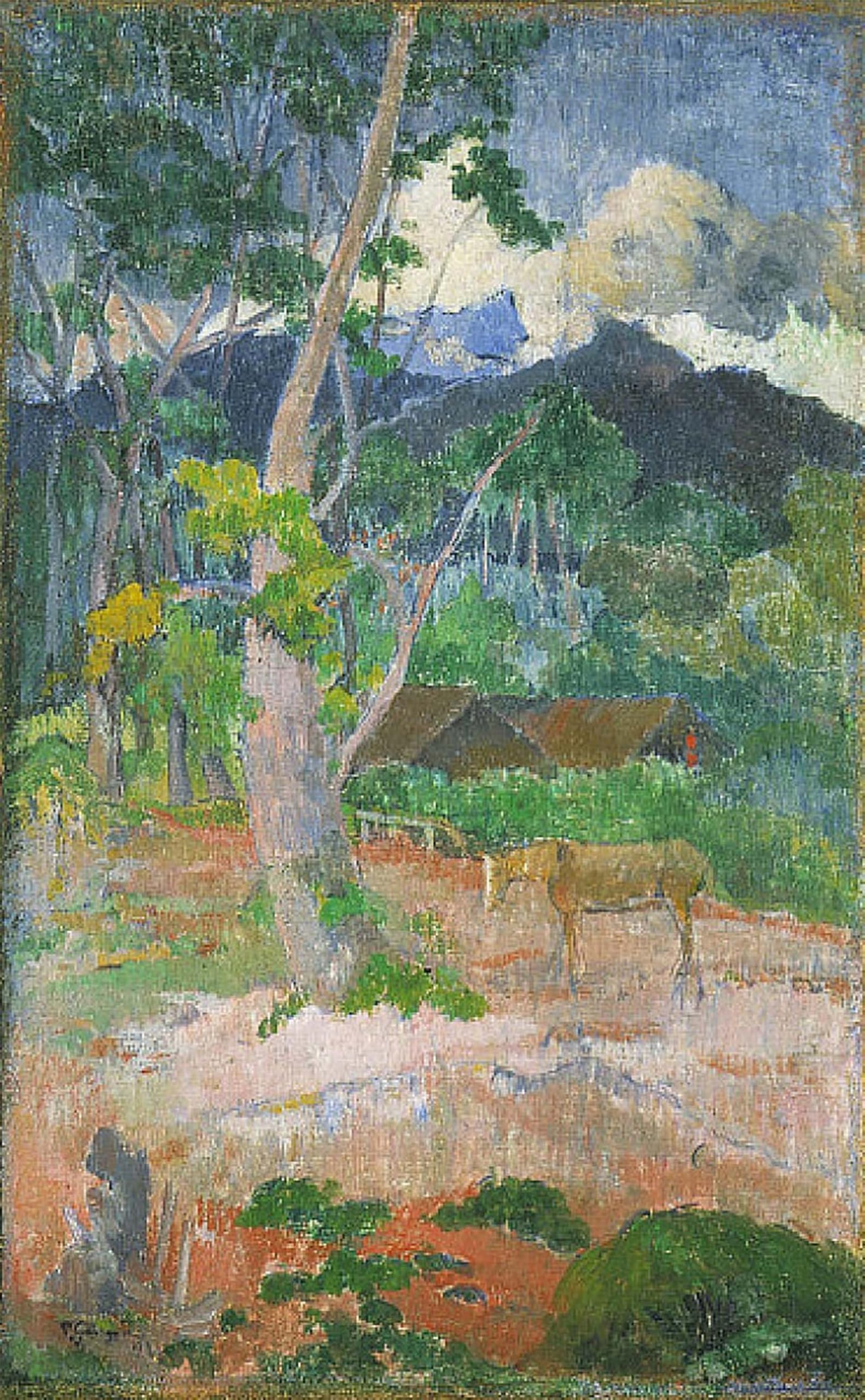 ARTXLXXBN Famous Painting Canvas Artwork Graffiti Print Landscape with a Horse by Paul Gauguin Portrait Canvas Image for Home Decor 60x90cm