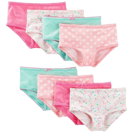 Simple Joys by Carter's Girls' Underwear, Pack of 8, Pink/Mint Green, Floral, 8