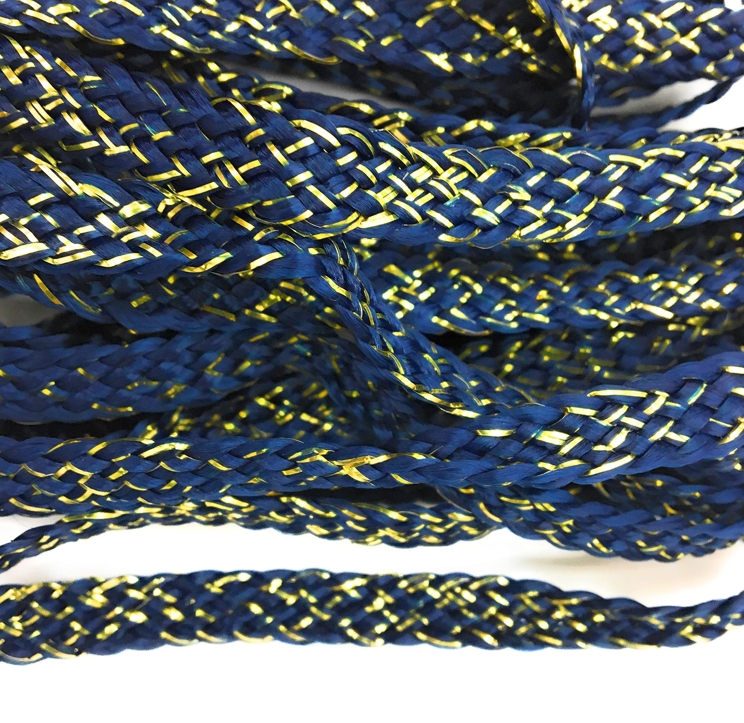 Designer Decorative Navy Gold Braid Trim Trimmings 3/8'' x 5 Yards -Gold Navy Weaved Trim