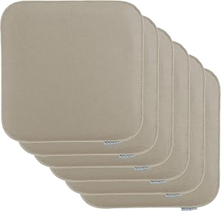 Brandsseller Juego de 6 Cojines de Fieltro para sillas 35x35x2 cm – Almohadillas Acolchadas para Interior y Exterior – Colchonetas de Asiento Resistentes – Beige