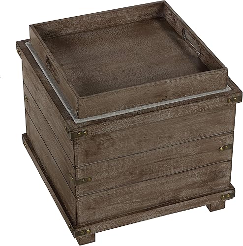 Miniatura 8 de Cortesi Home Scusset - Bandeja otomana de almacenamiento en tela y madera, gris, 15.75 pulgadas de ancho x 15.75 pulgadas de largo x 15.5 pulgadas