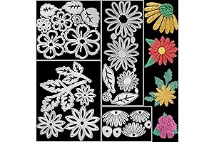 Precise Die Cut Flower Templates, 4 Sets of 23 Intricate Flower and Leaves Embossing Stencils