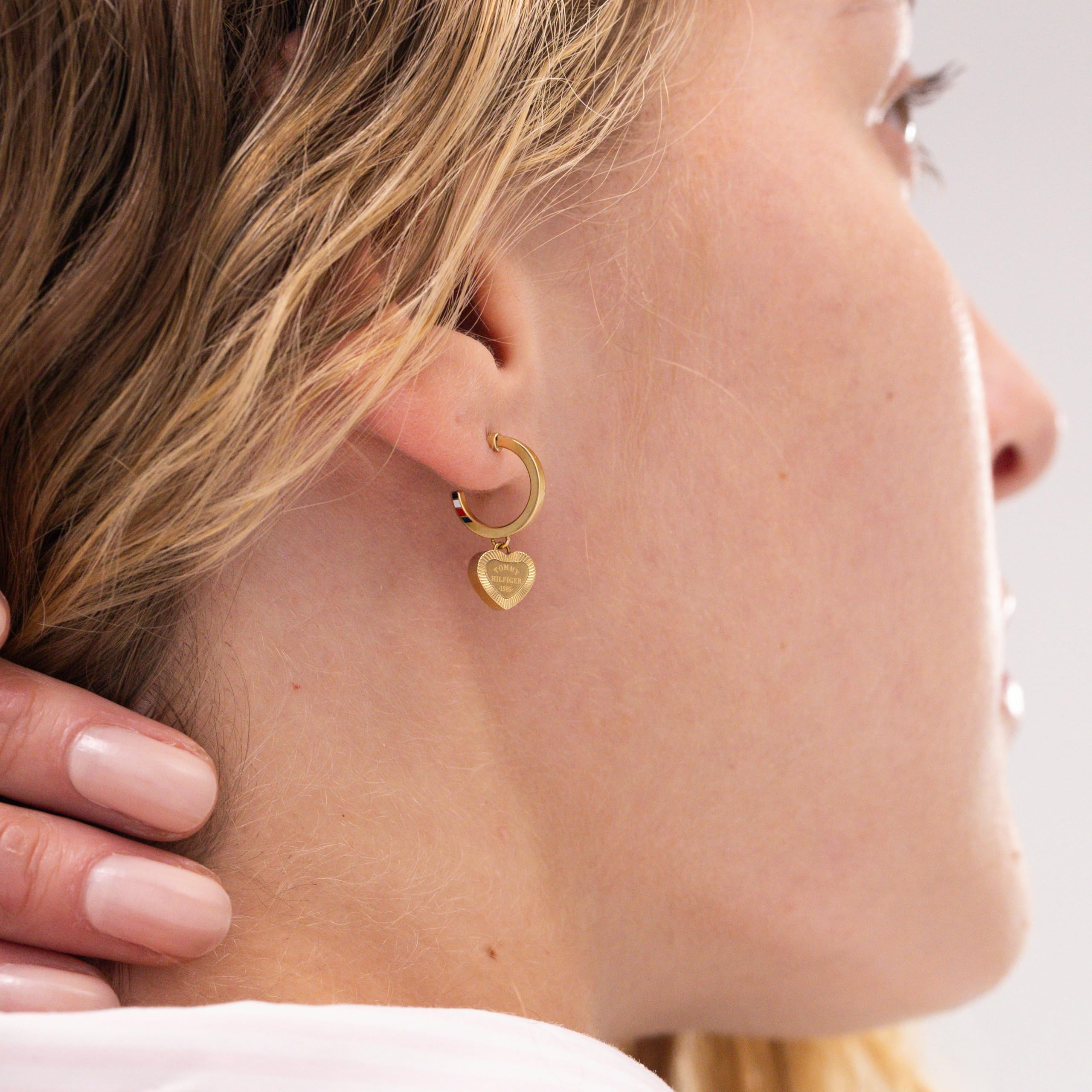 Tommy Hilfiger 2781014 - Pendientes de aro para mujer de acero inoxidable con baño de oro amarillo