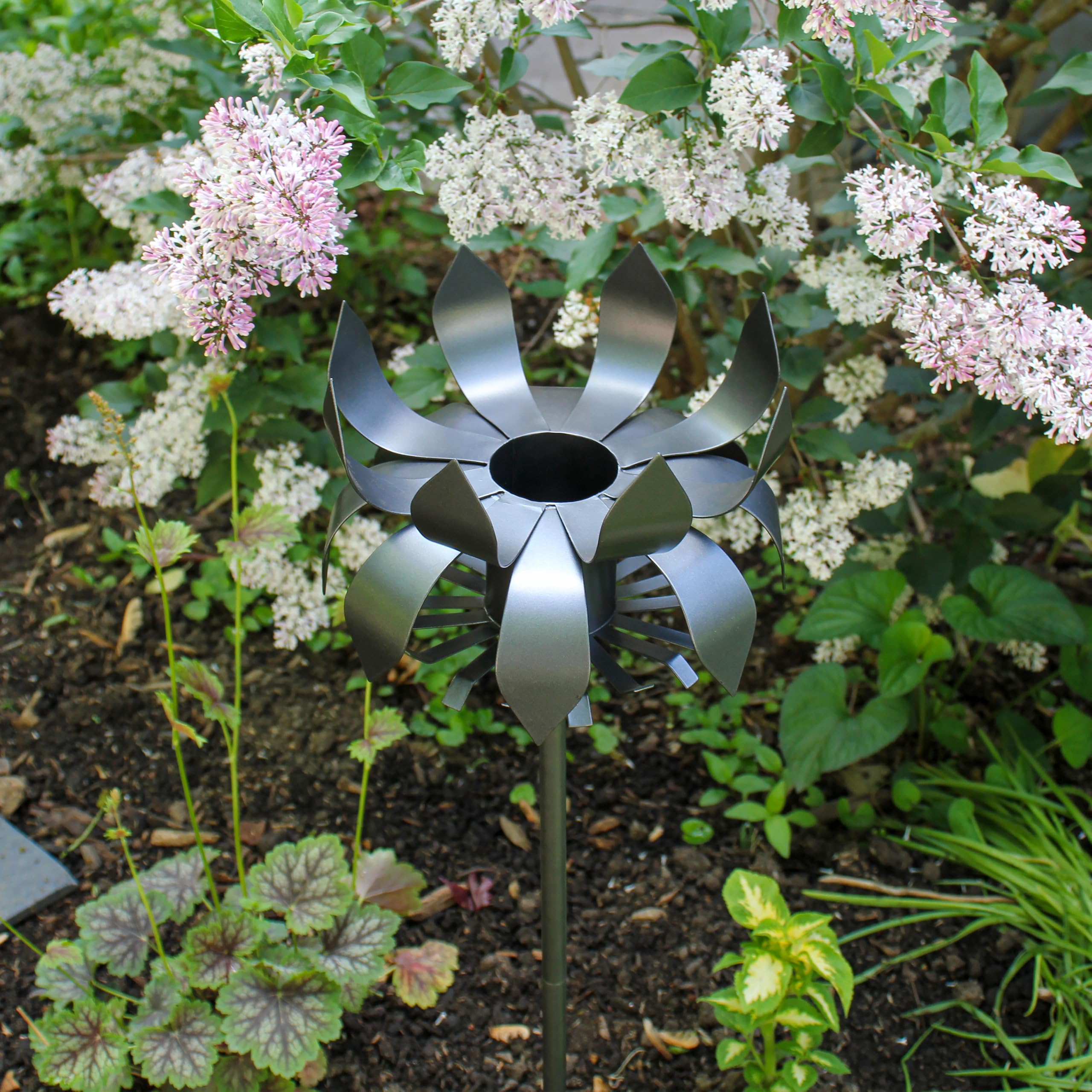 Achla Designs GBS-13 Blütenblatt-Globusständer Aus Schmiedeeisen – Schwarz, 81,3 Cm Hoch | Für Garten-Kugeln