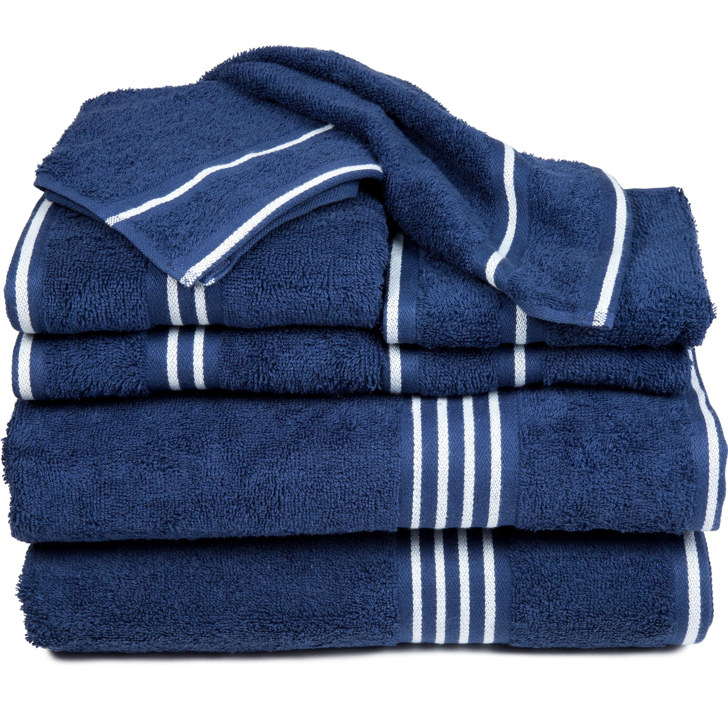 BEDFORD HOME Rio - Set di 8 asciugamani in cotone, colore: Blu navy