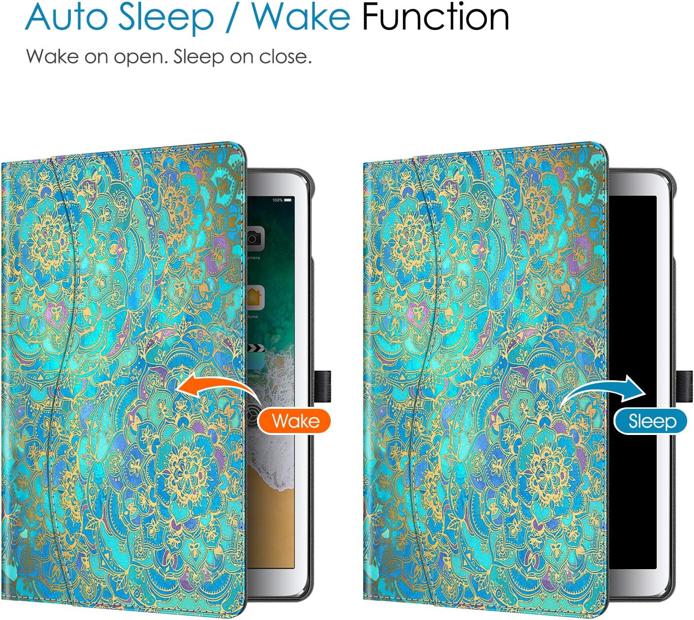 Fintie Case for iPad Air (3rd Gen) 10.5" 2019 / iPad Pro 10.5" 2017- [Sleek Shield] Premium PU Leather Slim Fit Multi Angle Stand Cover with Pocket, Pencil Holder, Auto Wake/Sleep, Shades of Blue - Image 3