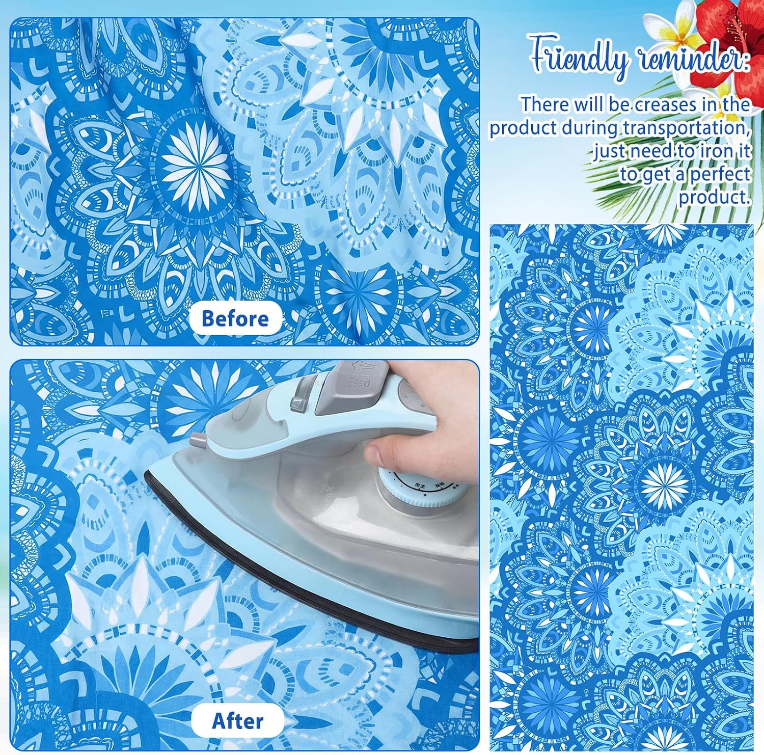 EBOOT 10 Pack Oversized Beach Towel Set Extra Large Pool Towels Microfiber Quick Dry Swim Blanket for Adult Women Men Face Hand Body Bath Travel Pool(Ocean Blue,36 x 72 Inch,Boho Ocean Style)