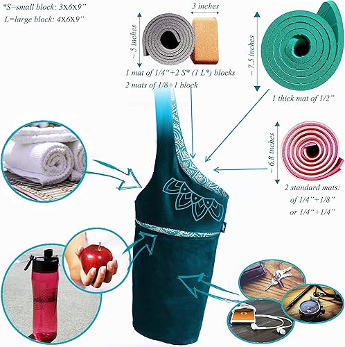 Miniatura 5 de Bolsa para esterilla de yoga, bolsa larga con bolsillos para tus accesorios de yoga, bolsa de yoga con correa elástica para esterilla de yoga,