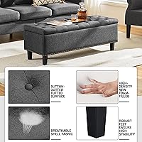 Vista 7 de Yaheetech Banco otomano de entrada de 49 pulgadas con almacenamiento, taburete multiusos para reposapiés, color gris oscuro