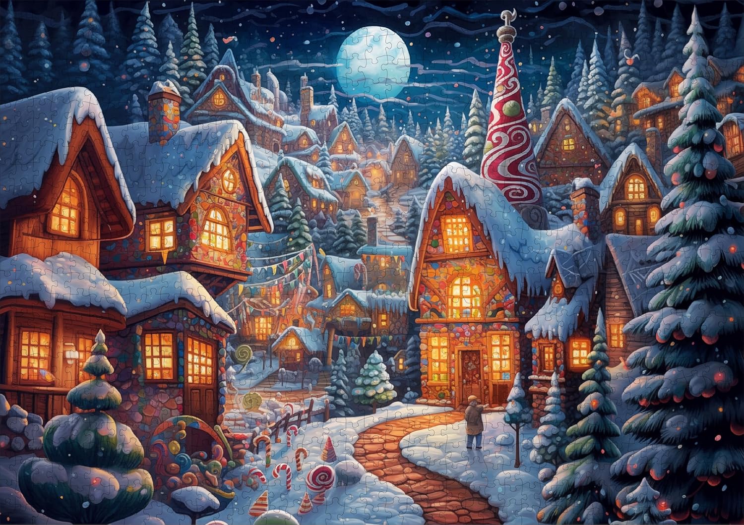 Christmas Puzzles - 1000 Piece Jigsaw Puzzle for Adults - Impossible Hard Difficult Challenging Puzzles for Adults - Christmas Collection (Gingerbread Grove)