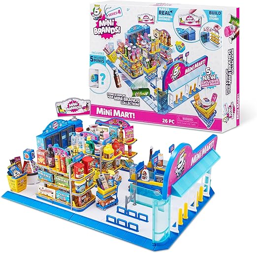 5 Surprise Mini Brands - Mini Mart Playset by ZURU (Series 4) Exclusive and Mystery Collectibles
