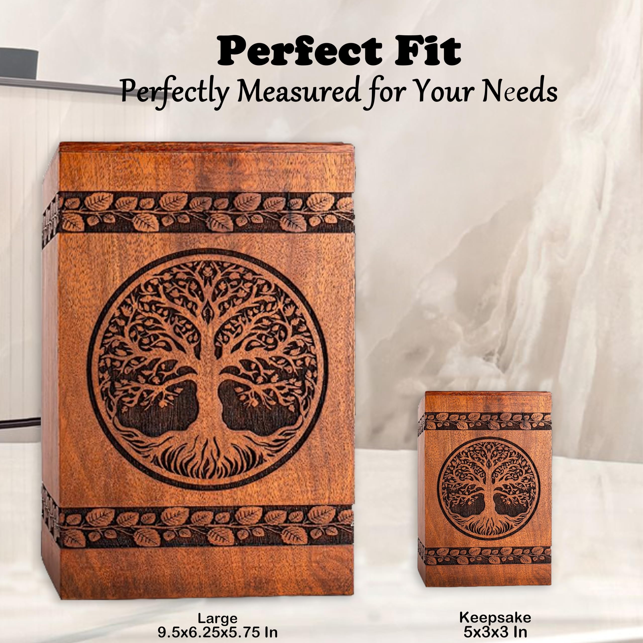 Urna de madera del árbol de la vida para cenizas humanas hombre adulto, urnas de madera, urna de cremación, urnas para cenizas humanas adultas y mujeres (teca, recuerdo)