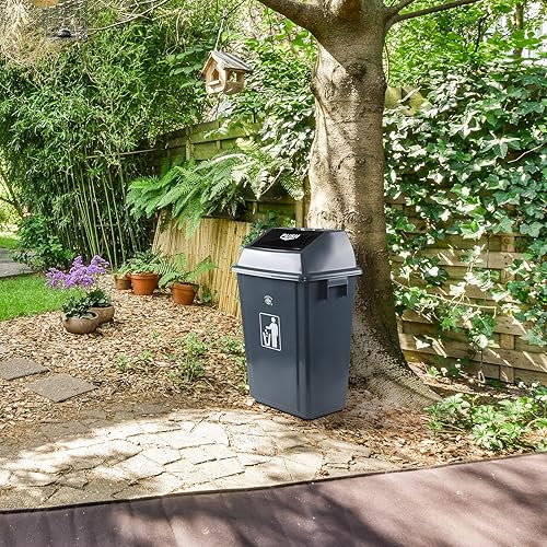 Miniatura 7 de Paquete de 4 cubos de basura de reciclaje de 13 galones para el hogar dormitorio y la oficina, contenedor de reciclaje grande con tapa, color gris