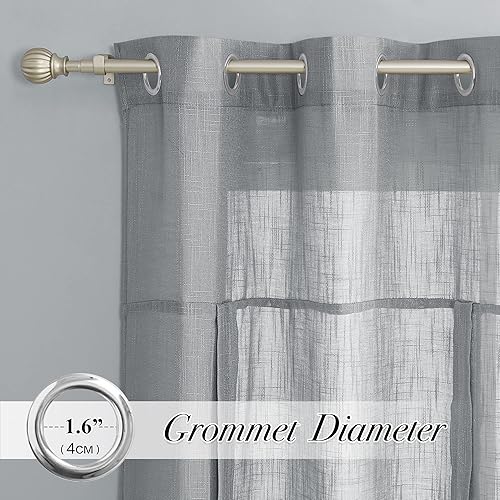 Miniatura 2 de PONY DANCE Cortinas pequeñas para ventana  Paneles decorativos de lino con filtro de luz traslúcido para ventana con lazo, para sótano, 42 pulgadas