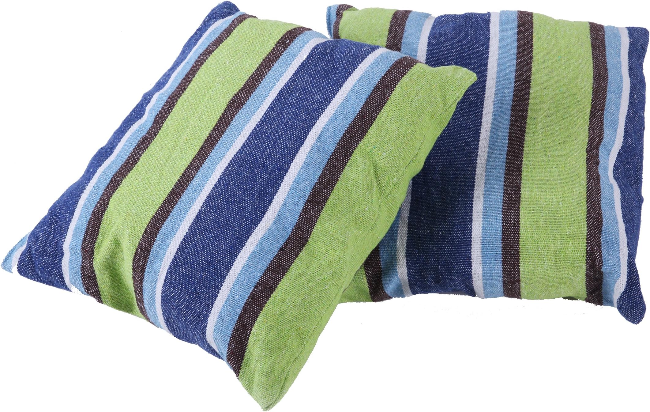 Inspired Home Living 2 Pack 45x45 Pillow Cushions Blue and Green Striped - Best Used For Hammocks, Hammock Chairs, Patio Swings - Indoor and Outdoor (18x18in)