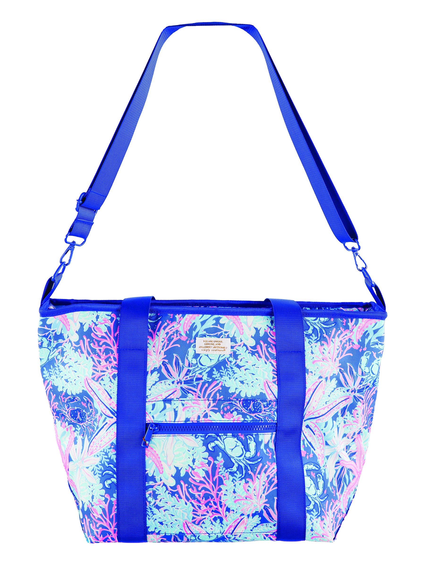 Insulated Cooler Tote Bag, 3 Designs - Reef, Whale, Oyster Pattern - Simply Southern (Reef)