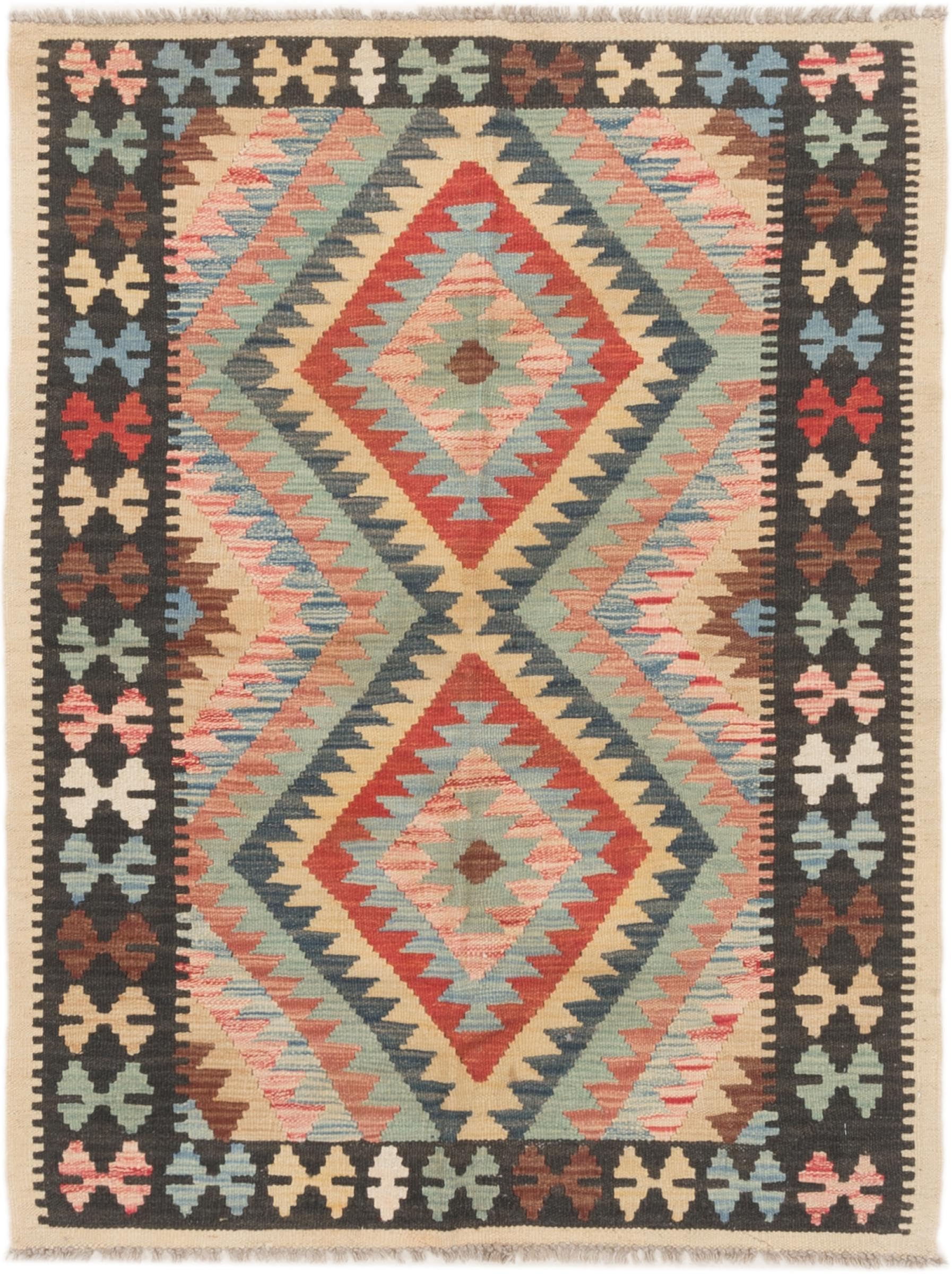 Kilim Afghan 90x121 cm en laine tissé à la main, tapis d'Orient authentique