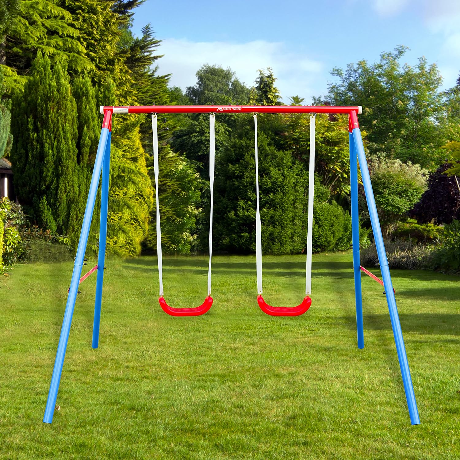 Silver Valley Outdoor Swing Set Kids with 2 Swing Seats Double Swing