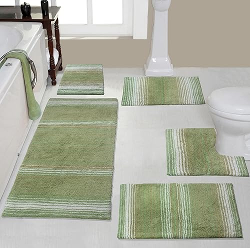 Miniatura 26 de Home Weavers Colección Gradiation 100% algodón, alfombra lavable, tapete de baño, tapete de cocina, juego de alfombras de baño, antideslizantes
