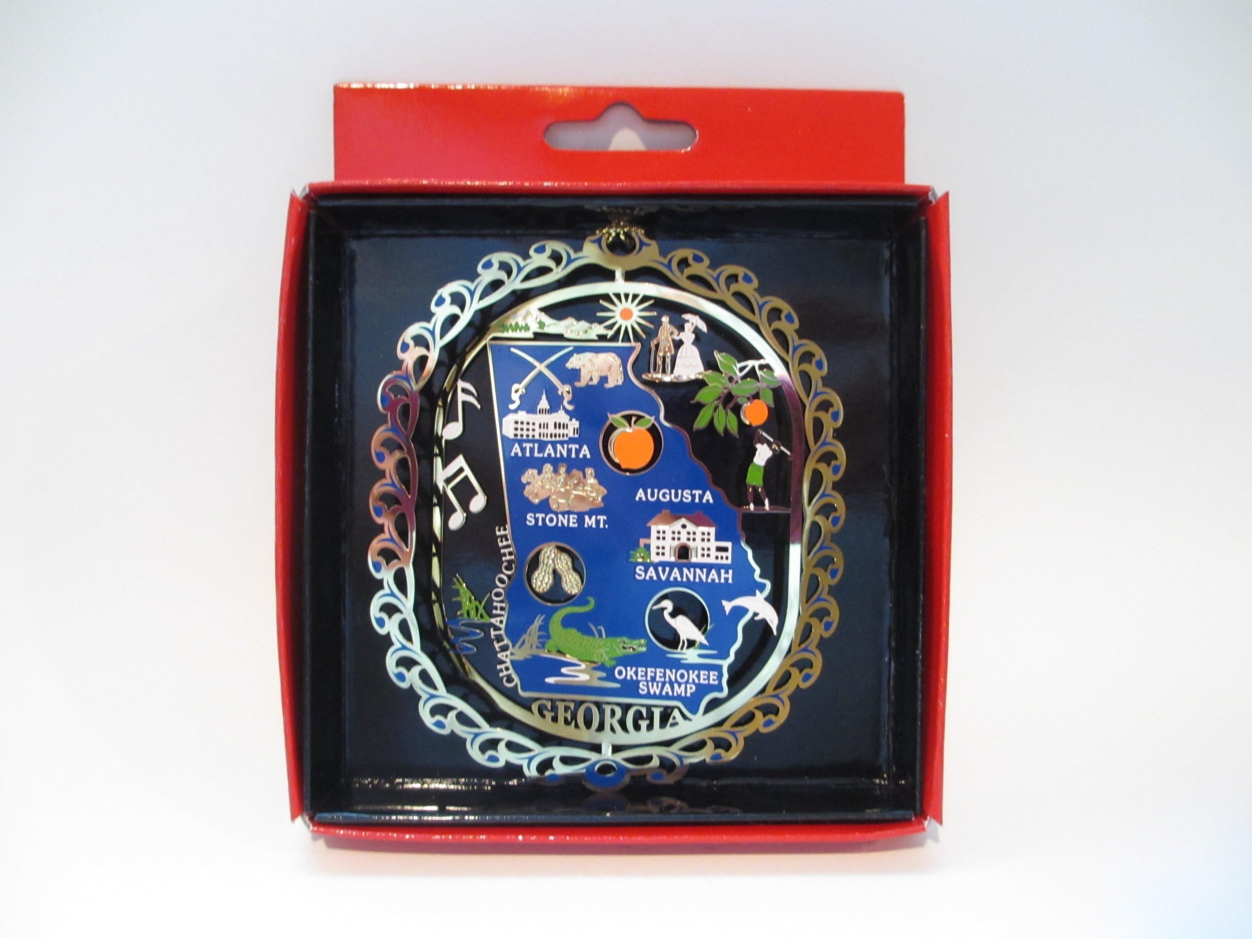 Georgia State Color Brass Ornament Travel Souvenir Gift