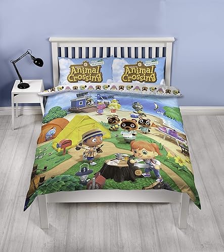 Miniatura 3 de Animal Crossing Funda de edredón doble oficial  Diseño reversible de playa de dos caras  Ropa de cama divertida de polialgodón con funda de almohada