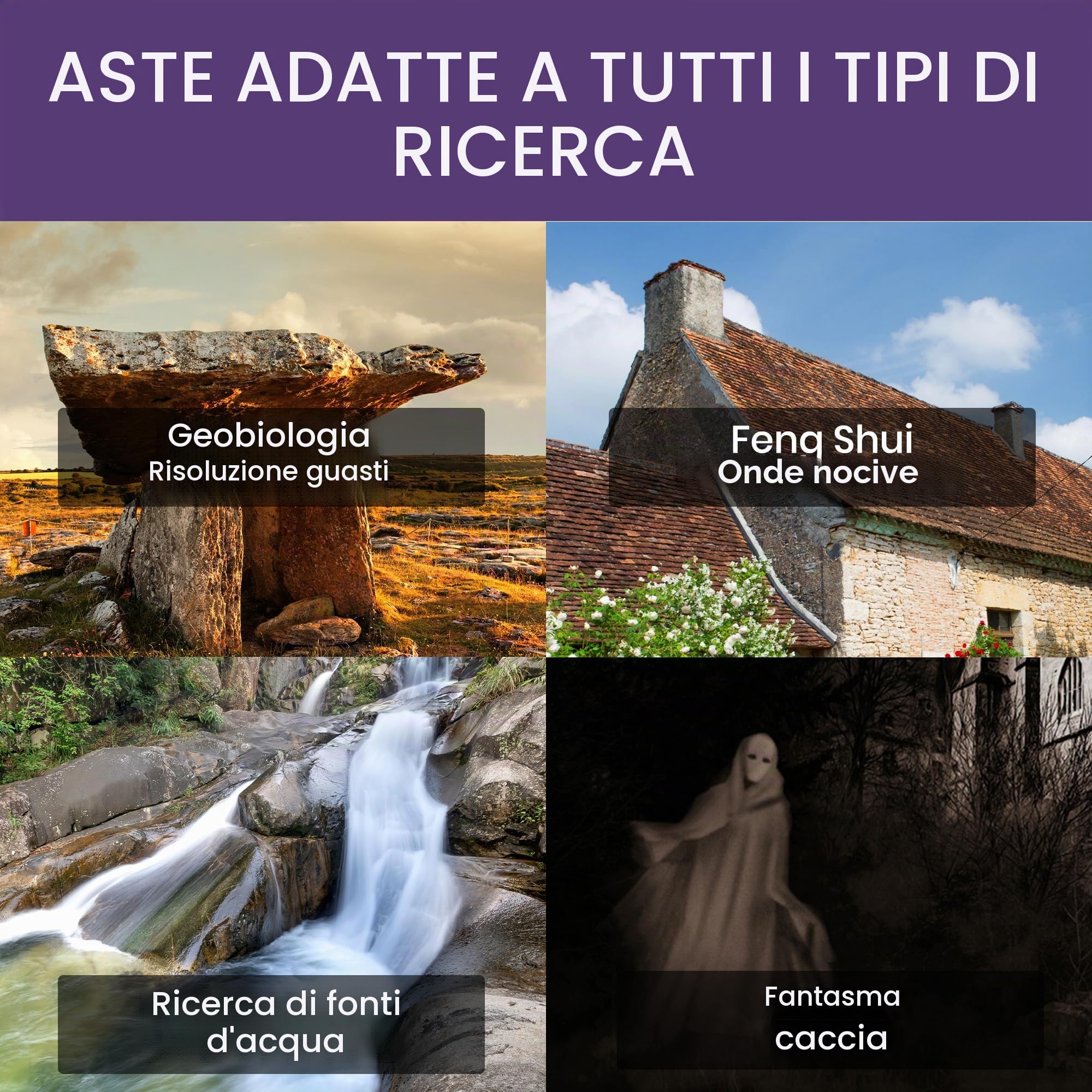 Vibratis Bacchette Professionali per cercatore e Pendolo divinatorio, Confezione Ideale per Iniziare la radiestesia [◕