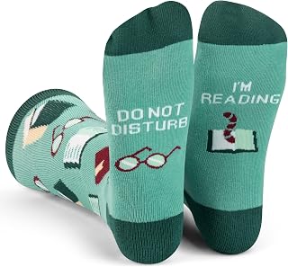 Lavley Book and Reading Socks for Adults - Funny Gifts for Reader - Unisex for Men and Women