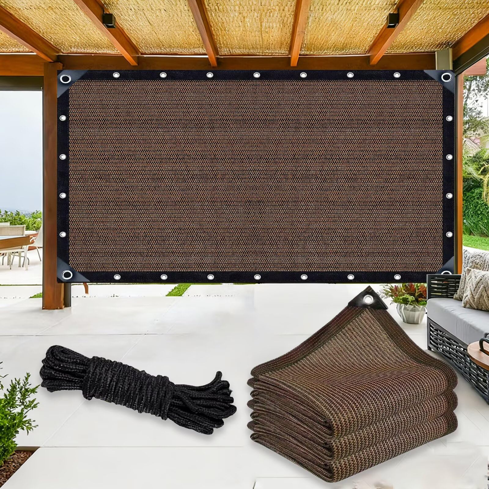Voile d'ombrage marron anti-UV pour stopper la chaleur du jardin
