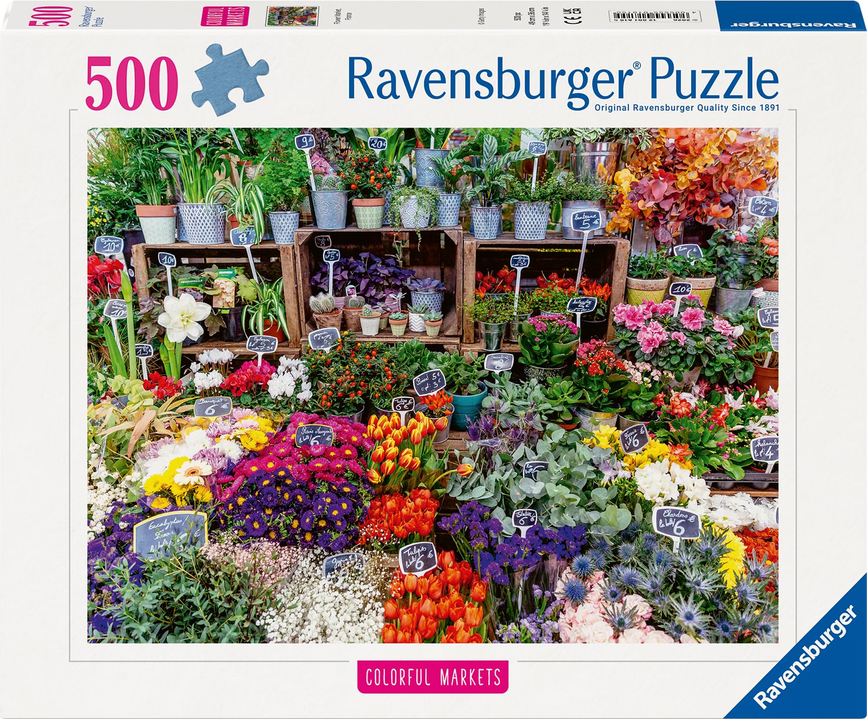 Ravensburger 500 Piece Jigsaw Puzzle - Flower Market, France, Multicolor, 29.5 x 23.1 x 3.7 cm - Image 2