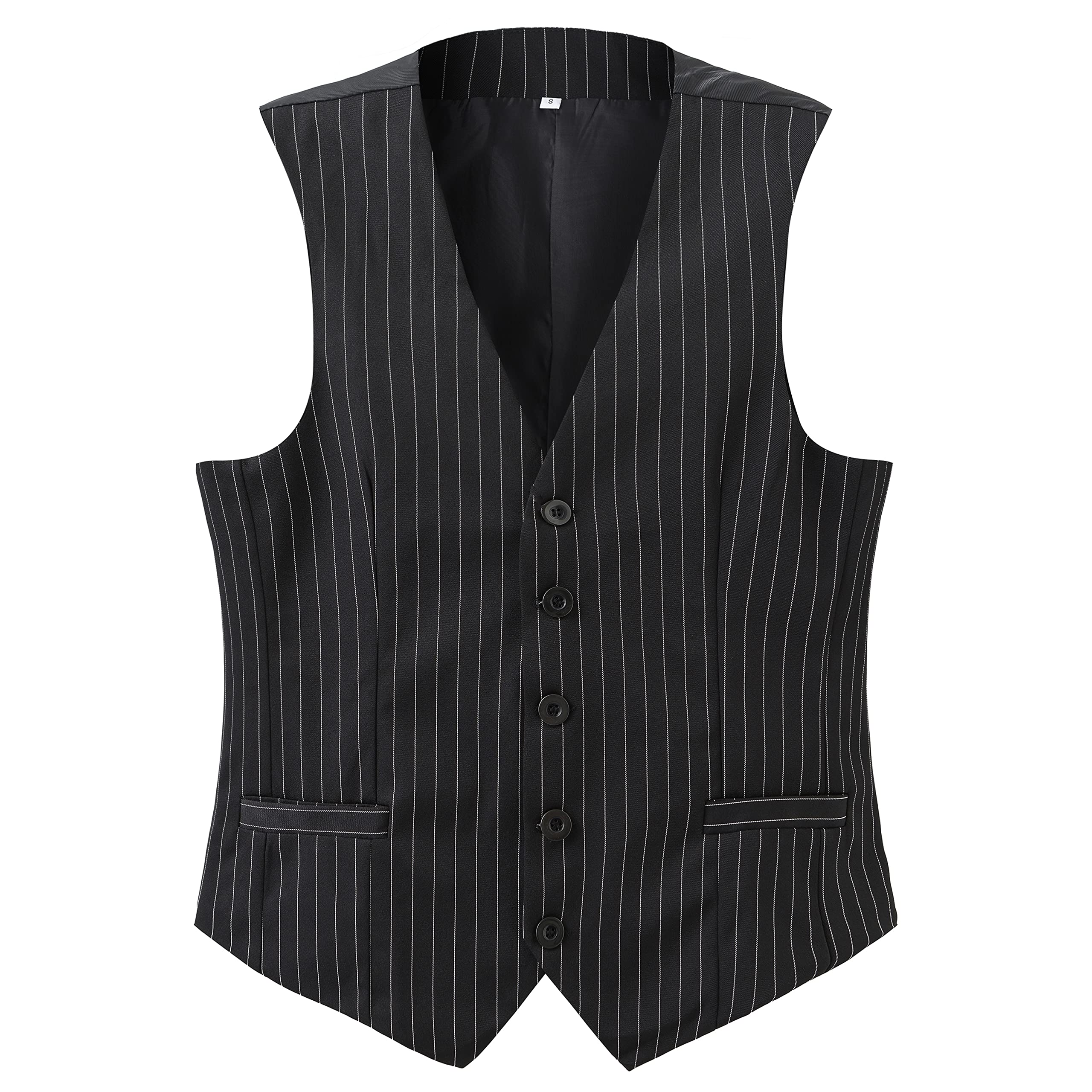 gionforsy Mens Suit Vest 1920s Mens Vest Slim Fit Formal Business Gangster Waistcoat-picture-24