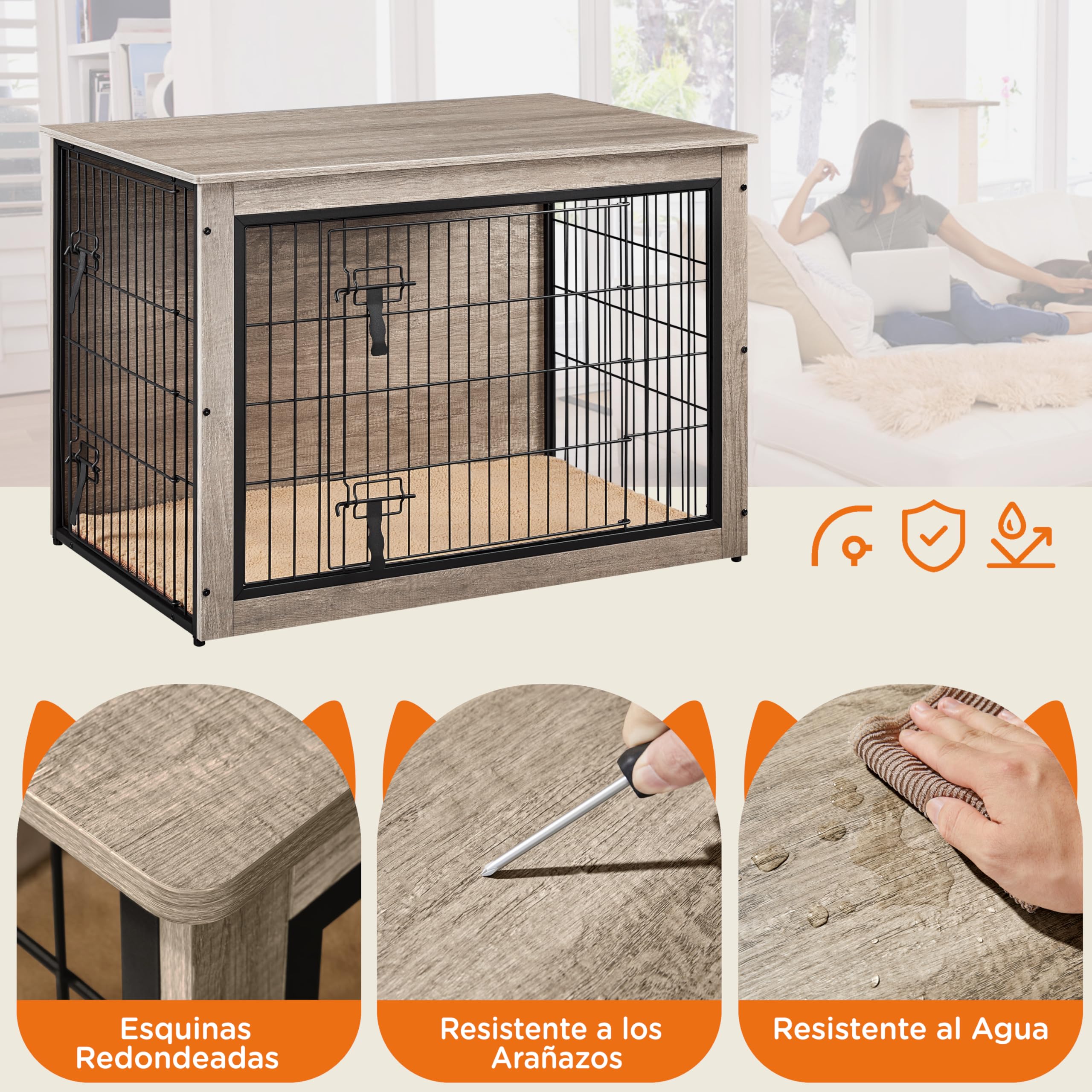 Yaheetech Jaula para Perros Casa para Mascotas con 2 Puerta Gris