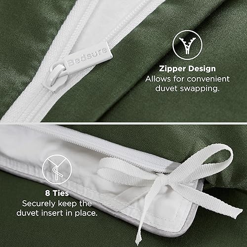 Vista 184 de Bedsure - Juego de funda de edredón de tamaño matrimonial, ropa de cama suave con doble cepillado, 1 funda de edredón (80 x 90 pulgadas) y 2 fundas