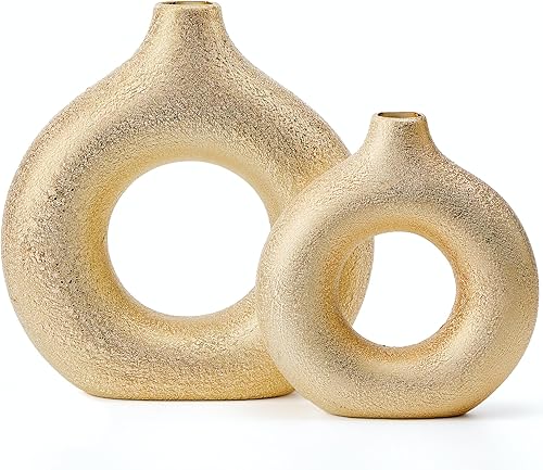 Jarrones decorativos modernos en forma de dona, hechos a mano, estilo bohemio minimalista, jarrón moderno para decoración del hogar para boda, mesa