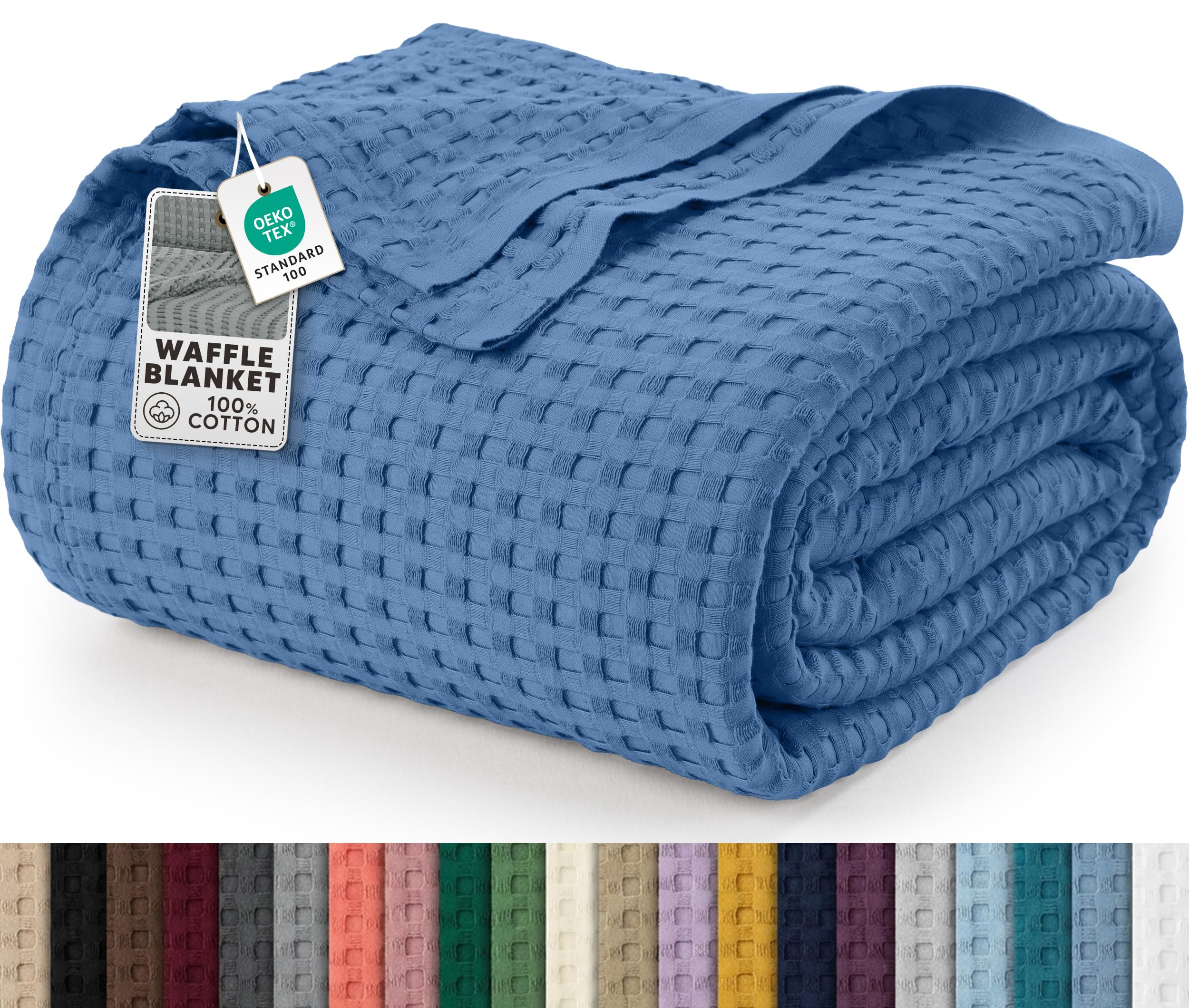 Utopia Bedding Baumwoll Waffeldecke 300 GSM (Wedgewood - 228 x 182 cm), weiche, leichte, atmungsaktive Bettdecke für alle Jahreszeiten