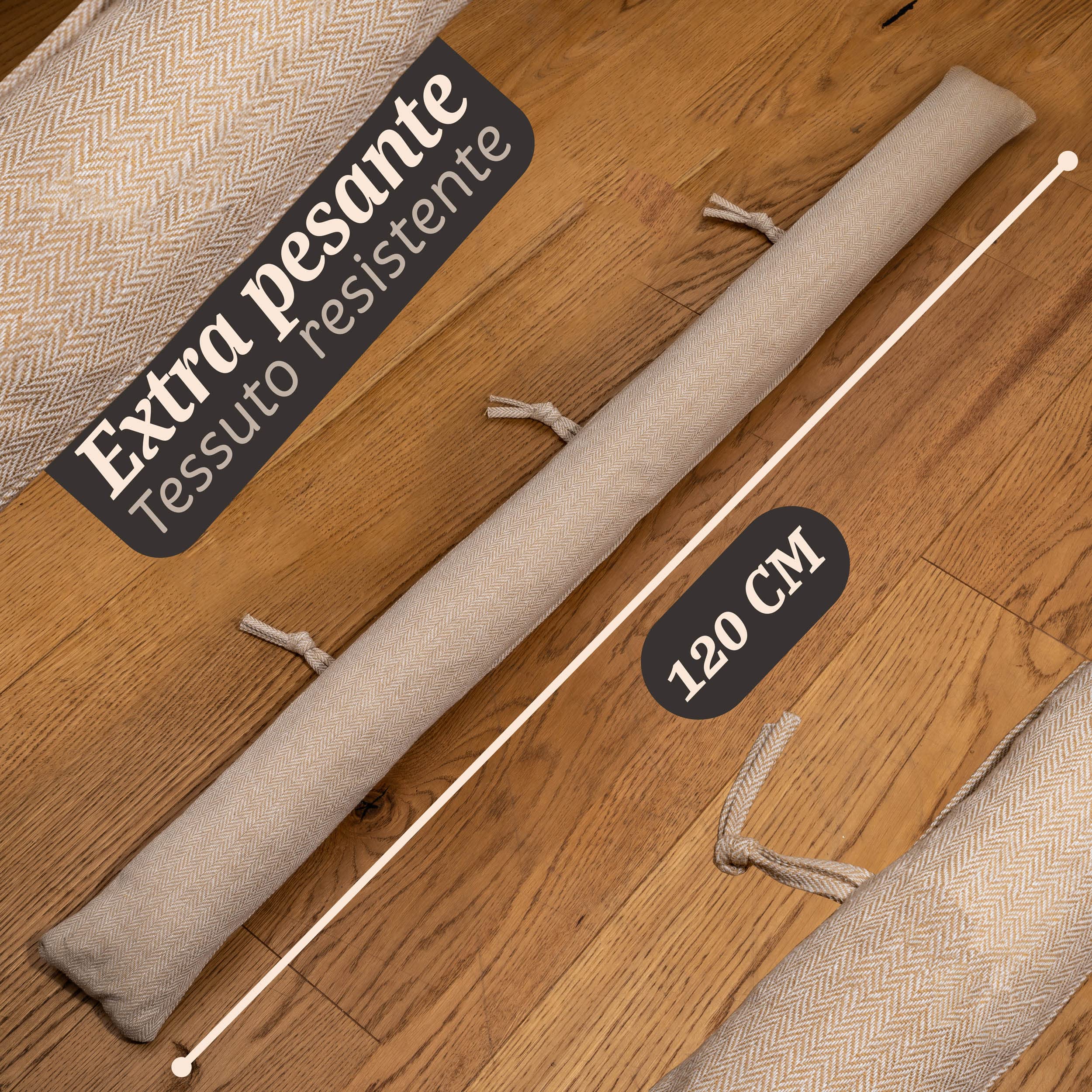 Praknu Paraspifferi Isolante per Porte e Finestre fino a 120 cm - Lavabile - Risparmio Energetico - Extra Lungo e Pesante - Beige