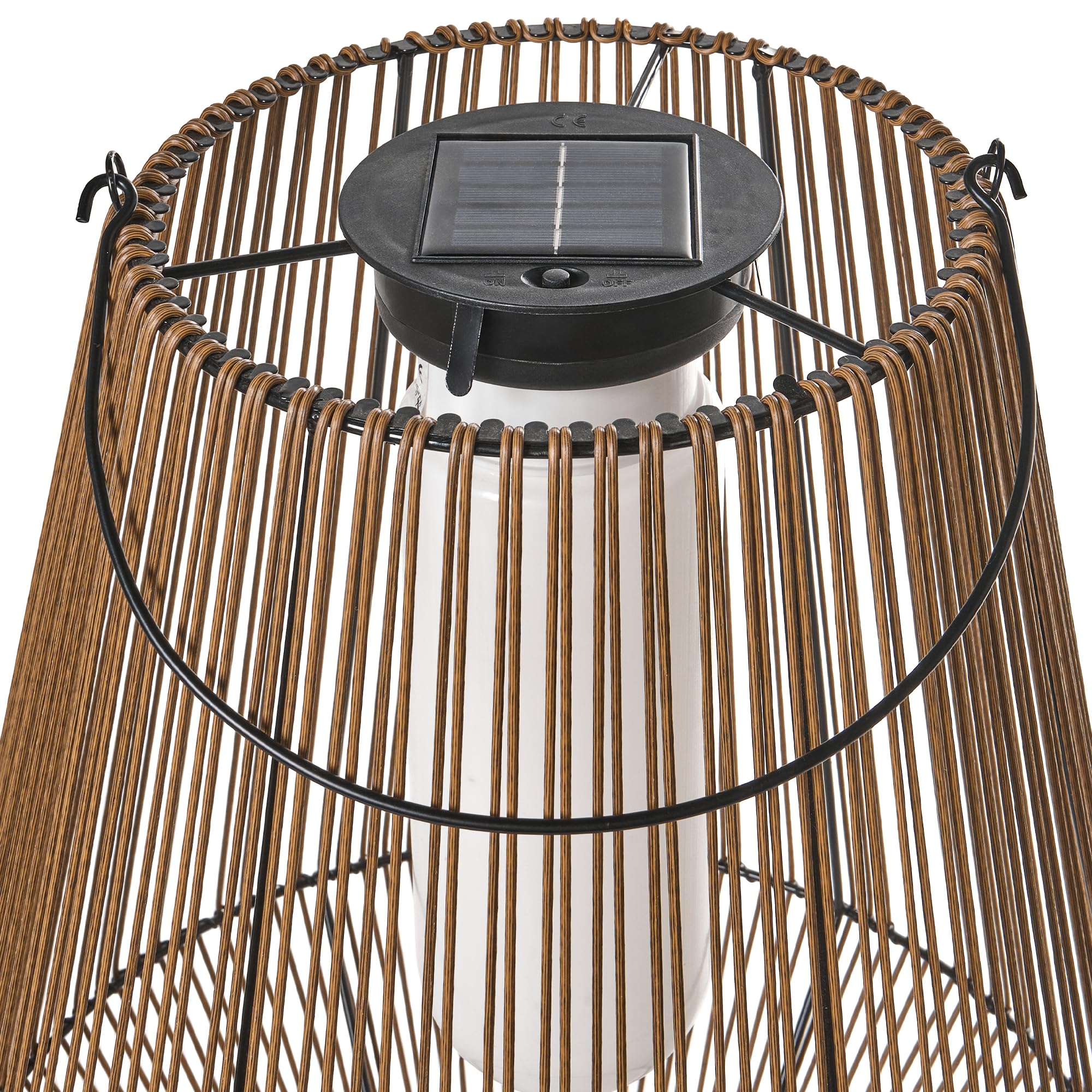 Lampion solarny energooszczędne wiszący lub stojący materiał syntetyczny naturalny Luswishi