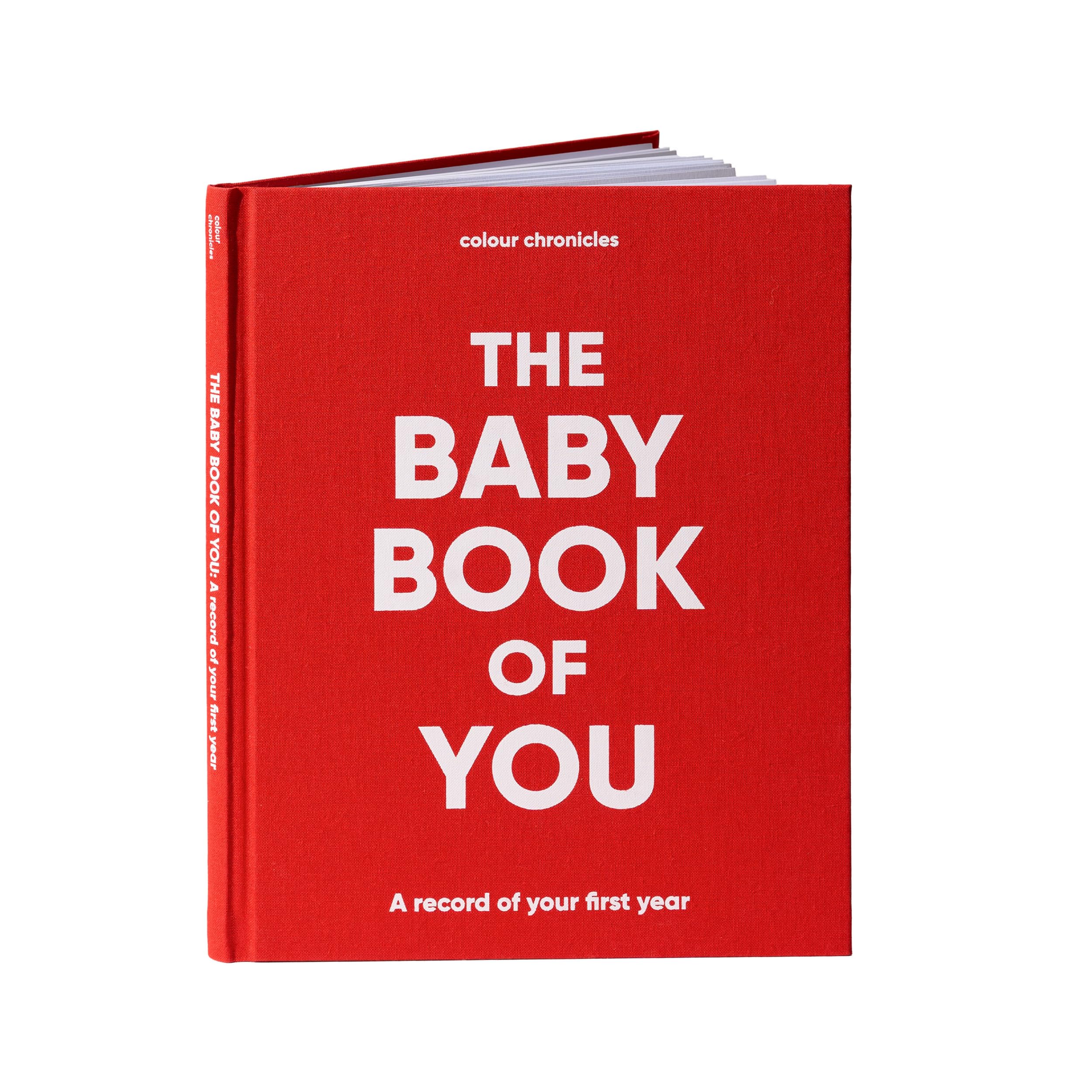 Baby Memory Book | Baby Gift for Girls & Boys | Keepsake of the First Year | Personalised Memory Book | Record Memories with this Cherished Cloth Covered Hardback Journal | 96 Pages - Red