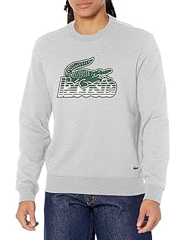Lacoste Men's Long Sleeve Classic Fit Graphic Crew Neck