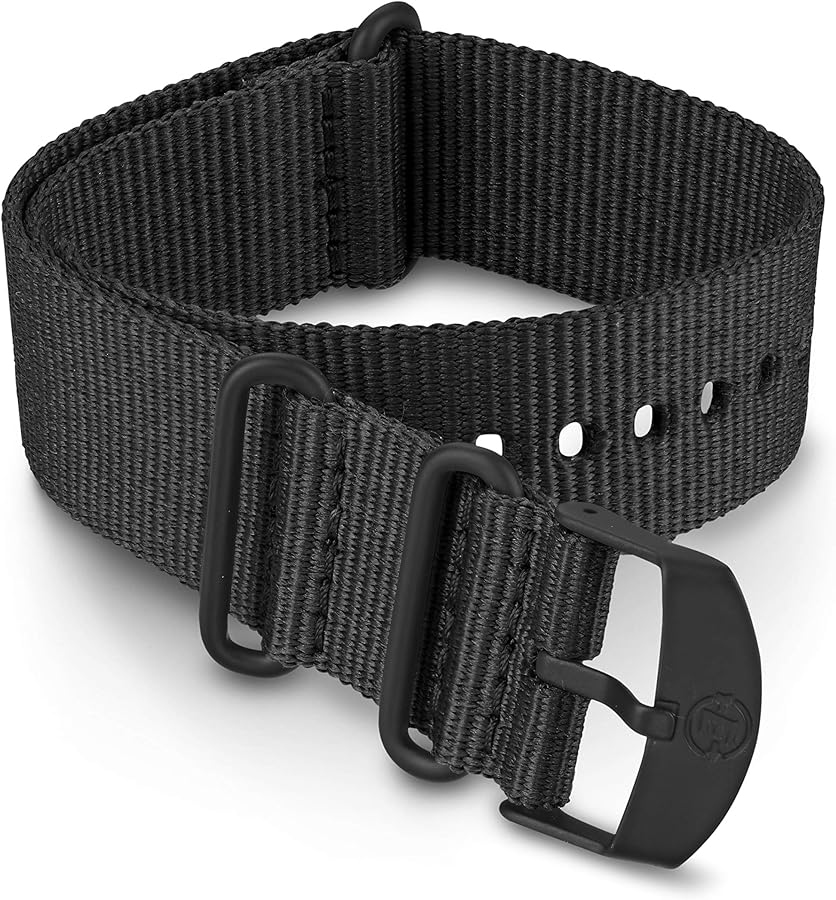 Timex 22mm Fabric Double-Layer Slip-Thru Strap – Black with Black