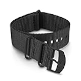 Timex 22mm Fabric Double-Layer Slip-Thru Strap – Black with Black Buckle