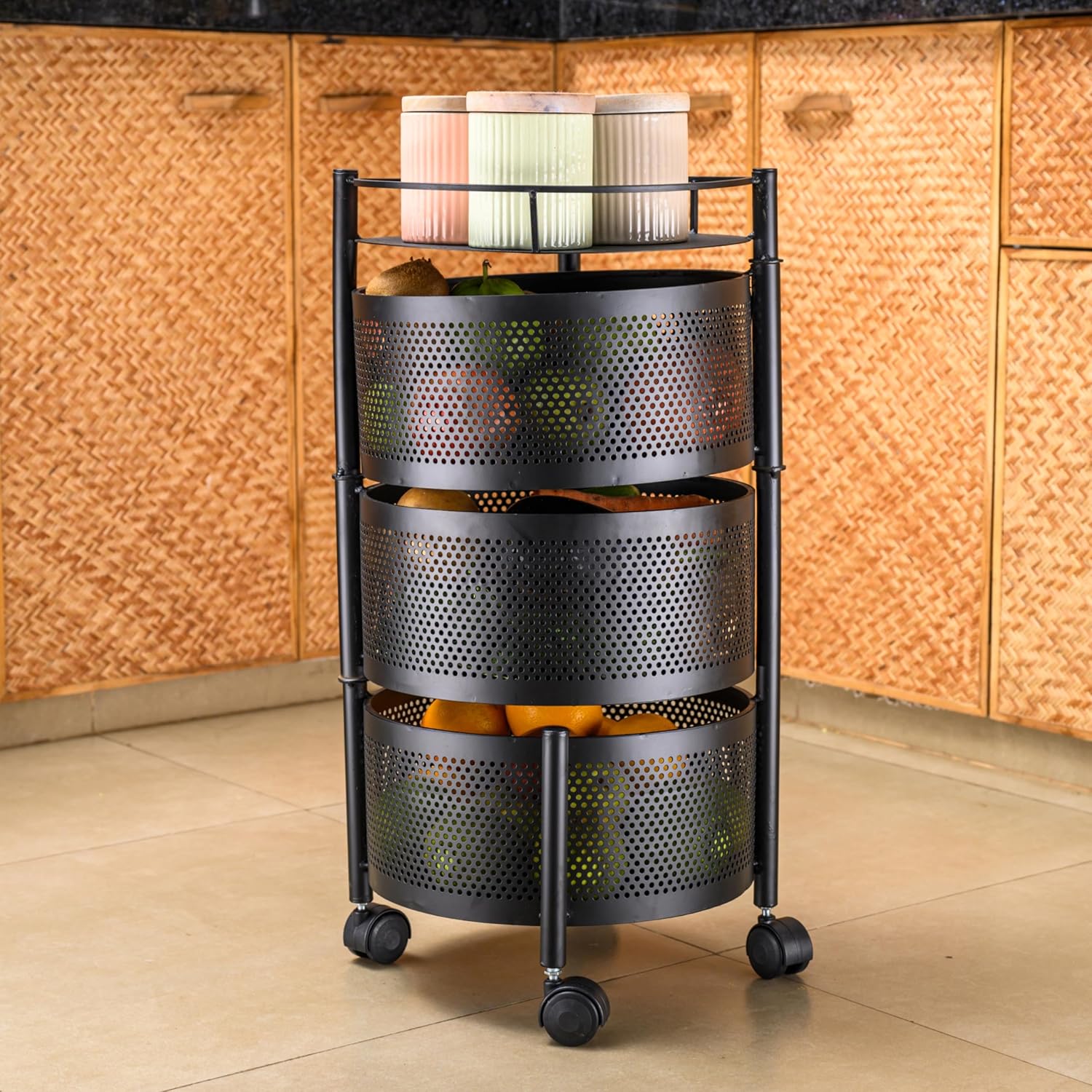 TEXRO Kitchen Trolley with Wheels, Kitchen Organizer Items and Storage