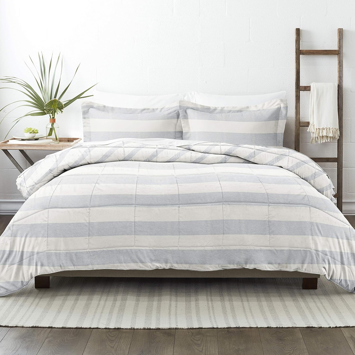 Linen Market Premium Down Alternative Farmhouse Dreams Reversible Comforter Set Full/Queen Navy : Home & Kitchen