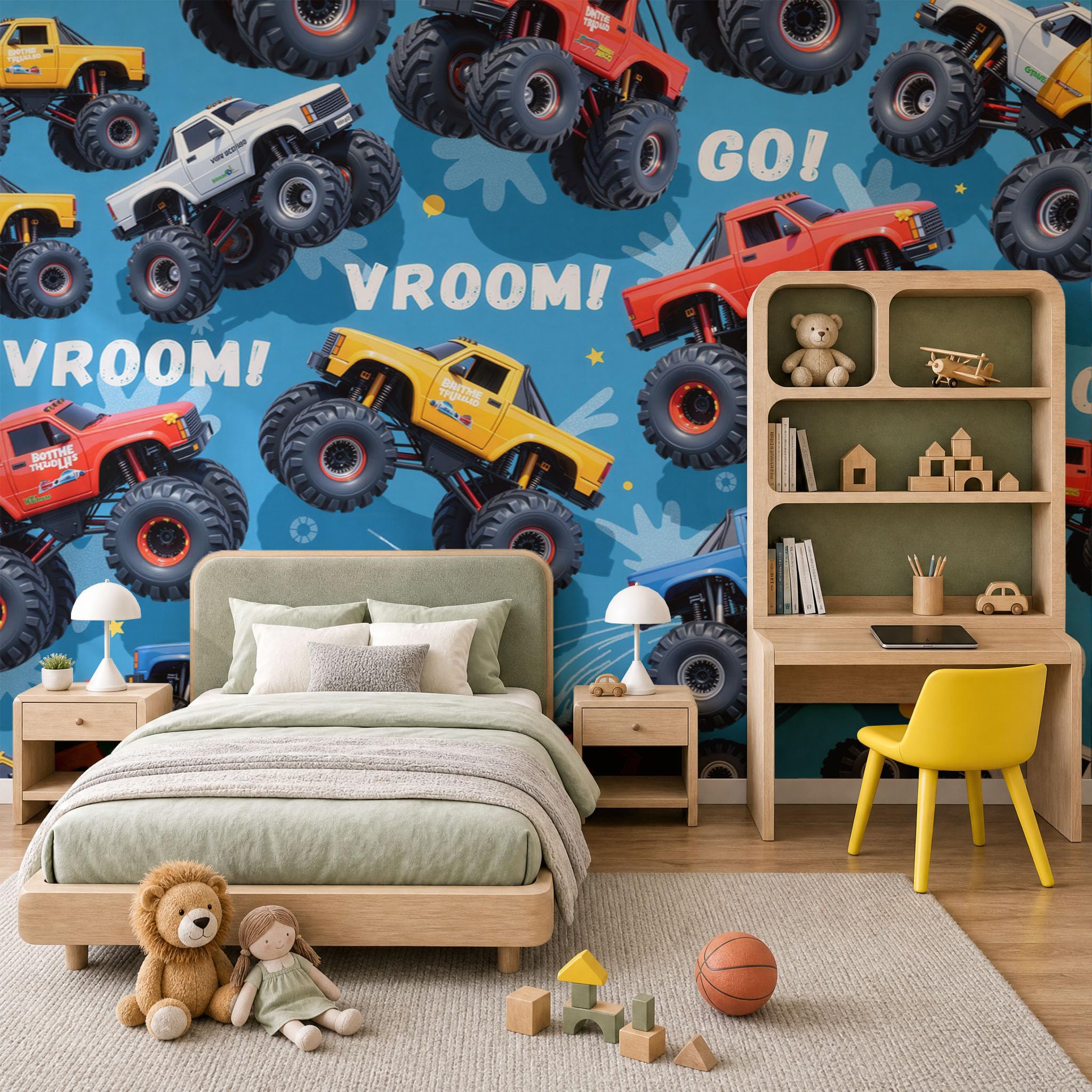 Vlies Fototapete Amerikanischer Cartoon-Industriestil Autos und 250x175cm,Fototapeten,Tapeten,für Wohnzimmer Schlafzimmer,Vliestapete Wandtapete Tapete 3D Effekt,Tapetenkleister erforderlich