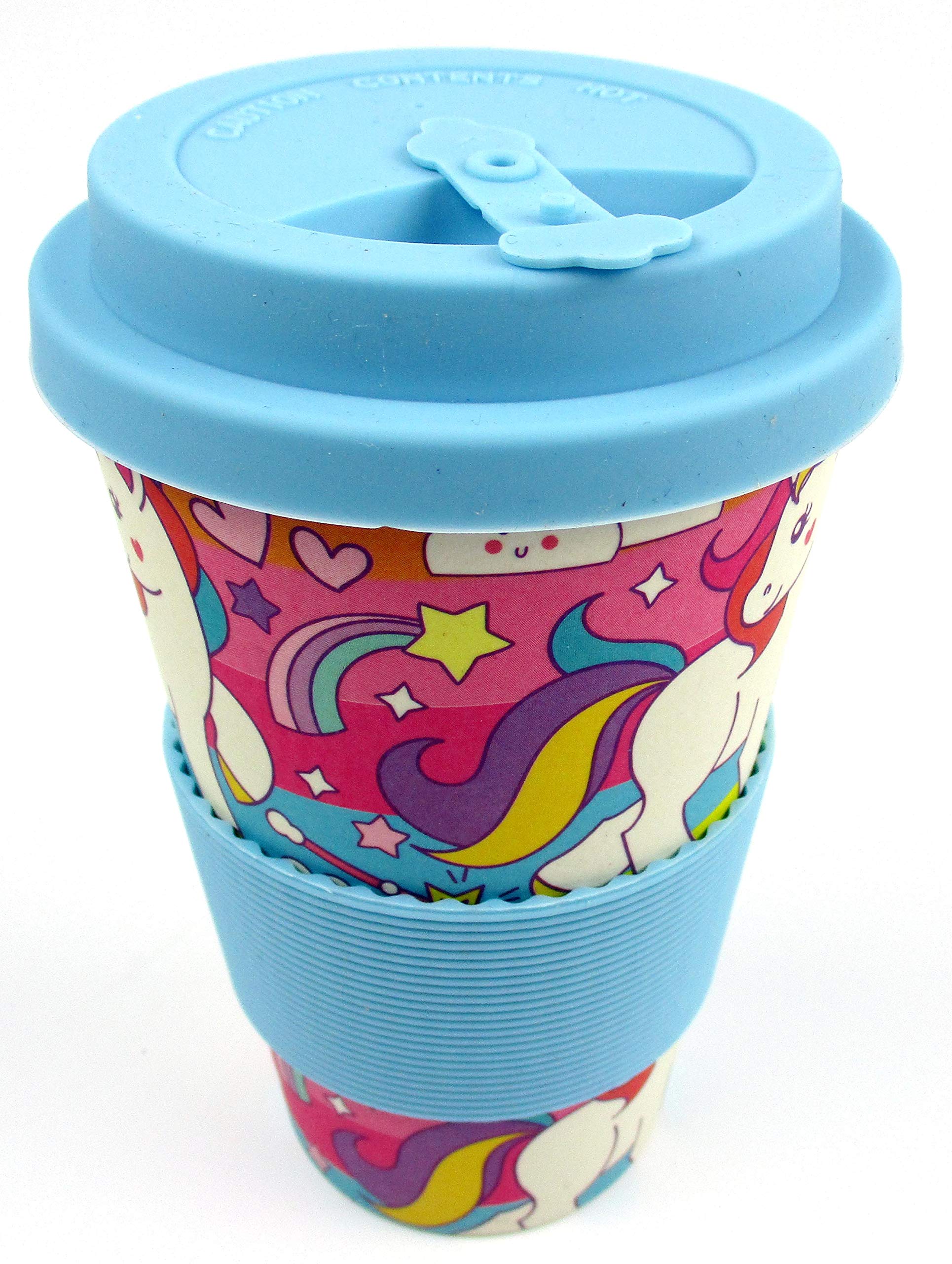 TINYMILLS taza de viaje de fibra vegetal reutilizable ecológica con diseño de unicornio