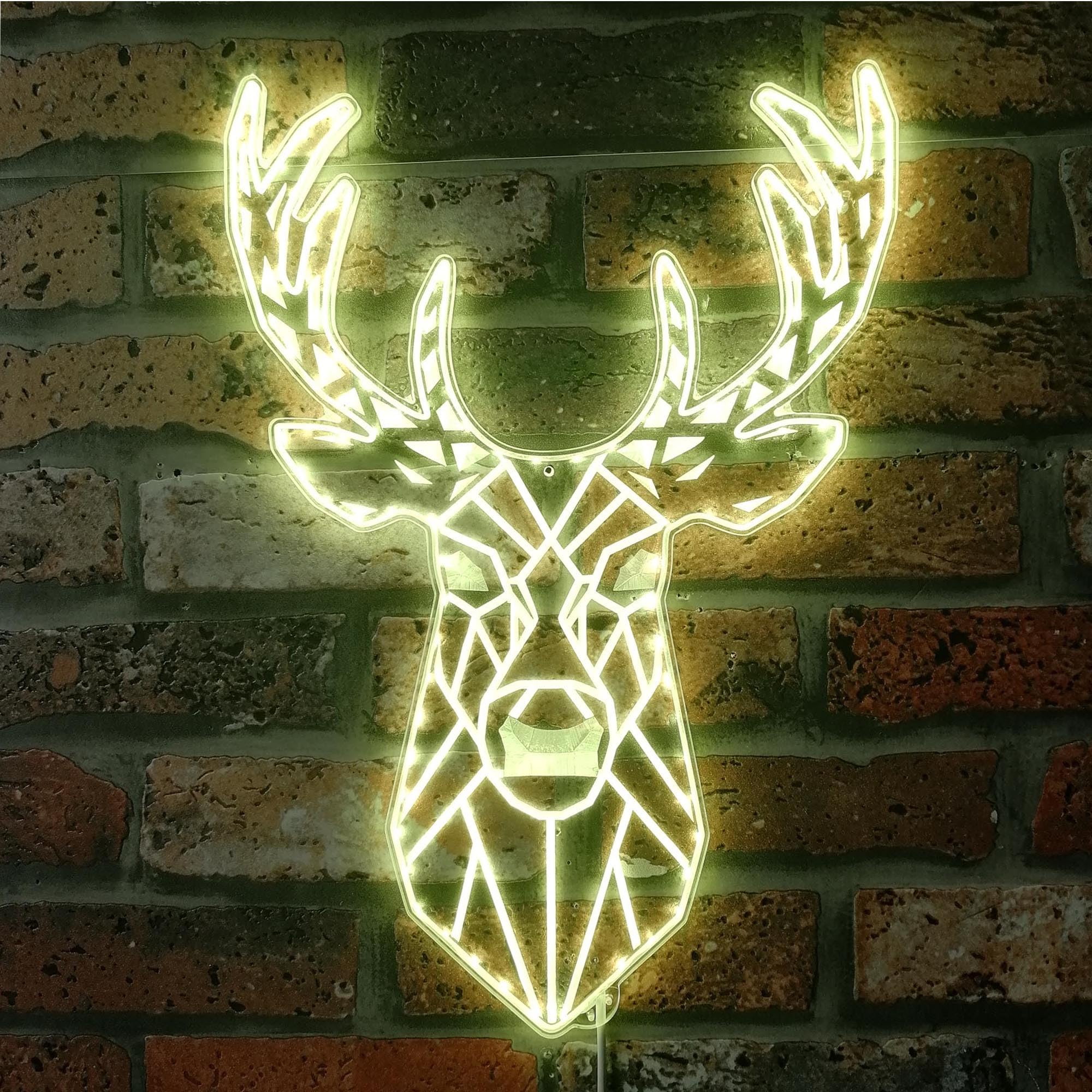 ADVPRO Deer Head Geometric RGB Dynamic Glam LED Sign - Cut-to-Edge Shape - Smart 3D Wall Decoration - Multicolor Dynamic Signage st06s86-fnd-i0286-c