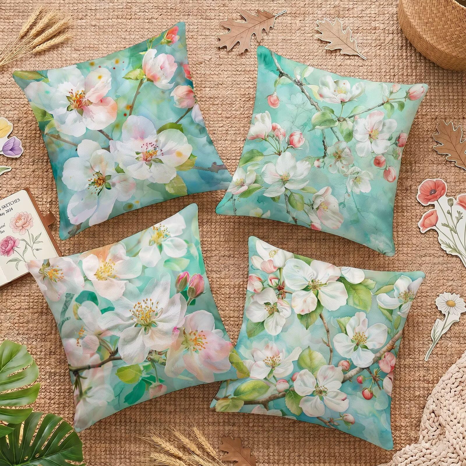 Housse de coussin imperméable 55x55cm anti-tache lot de 4