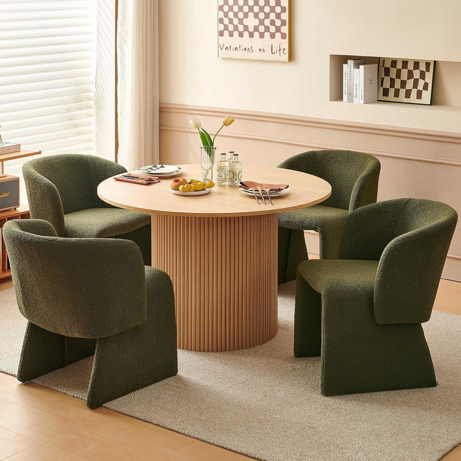 NORDICANA 5-Piece Round Patio Dining Set Review: Rustic Oak Table for Small Backyard Gatherings
