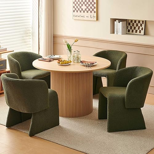 Miniatura 31 de NORDICANA Juego de mesa de comedor redonda de 5 piezas para 4, moderno juego de mesa y sillas de cocina de 47 pulgadas, juego de comedor con 4