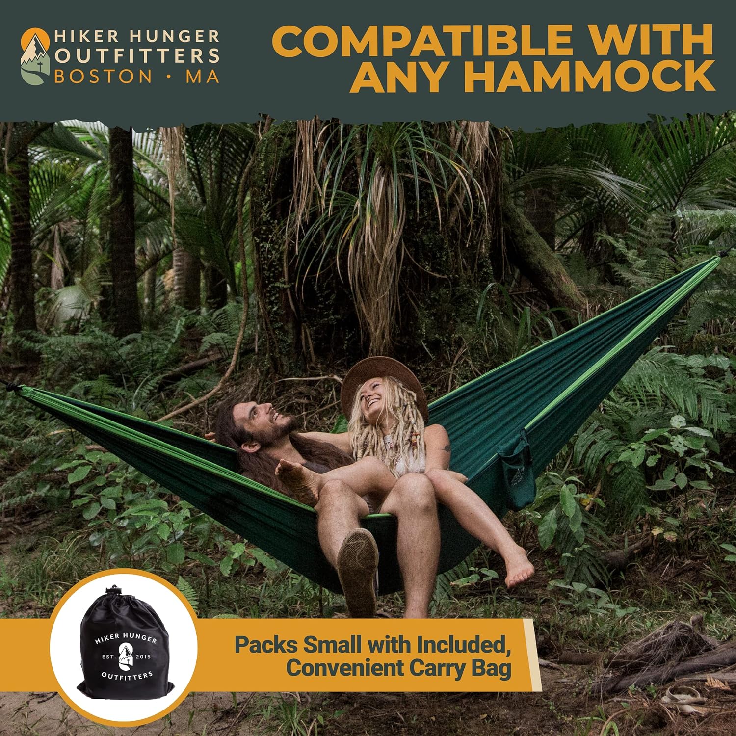 Hammock Straps & Carabiners Bundle: Tree Friendly Hammock Straps with 2 Heavy Duty Black Carabiners - Backpacking Gear, Camping Gear Must Haves, Hammock Camping Essentials : Patio, Lawn & Garden