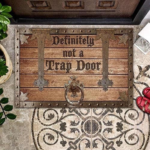 Bestcustom - Felpudo para puerta interior y exterior con texto en inglés "Definiitely Not A Trap", cálido regalo de bienvenida para amigos, hombres